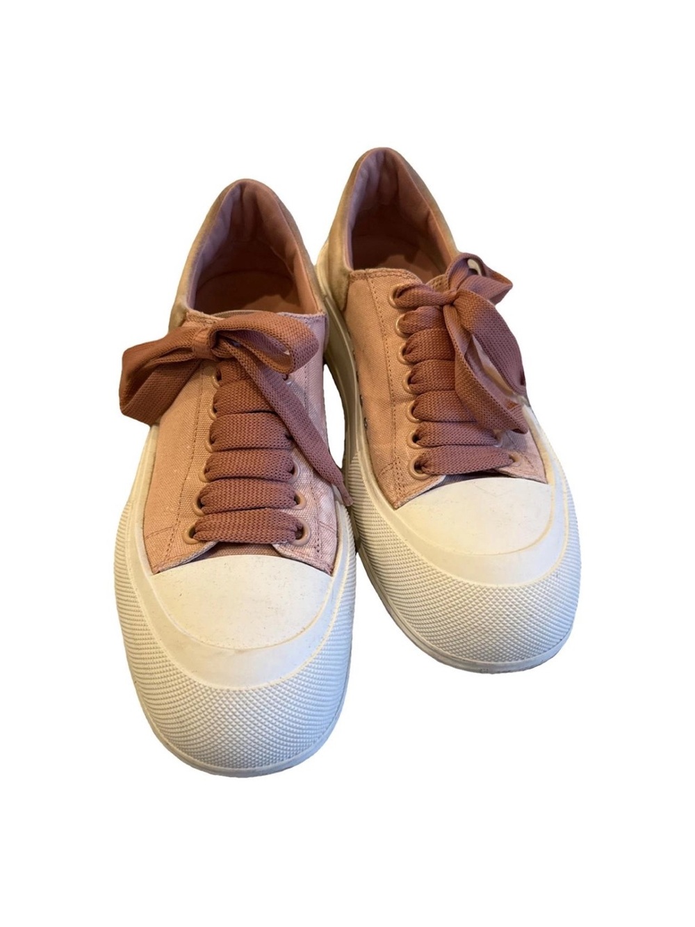 Alexander McQueen Pink Canvas Low-Top Sneakers with Ribbon Laces
